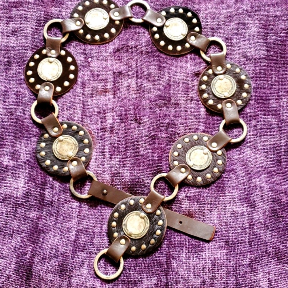 Vegan leather Concho belt fits S/M